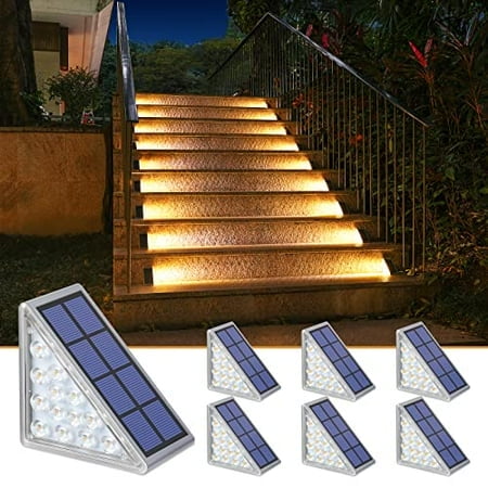 NIORSUN Lampes Solaires d'Extérieur à Pédale Blanc Chaud Triangulaires IP67 Étanches Allumage/extinction Automatiques Décoration Lampes de Terrasse pour Patio Cour, Entrée, Véranda, Porte d'Entrée, Trottoir, Lot de 6
