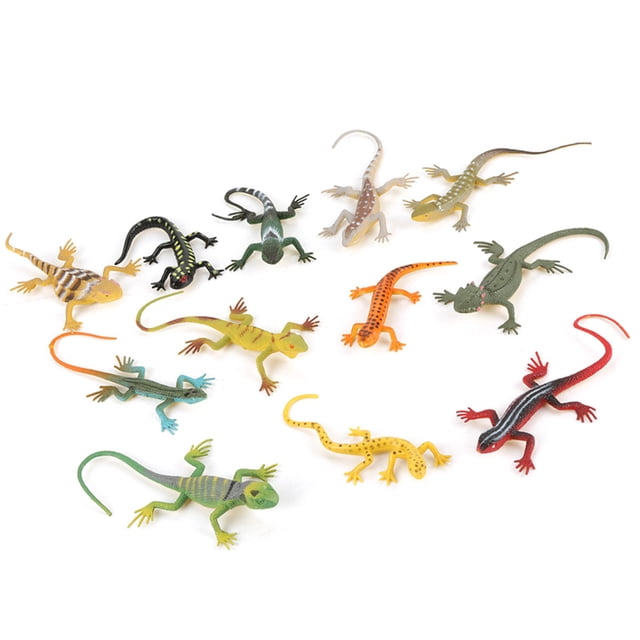 Lizard Models, Lizard Toy Set Kids Animal Toys, 12Pcs/set Children Animal Toys Simulated Lizard Toy Set Teaching Props Kids Toy
