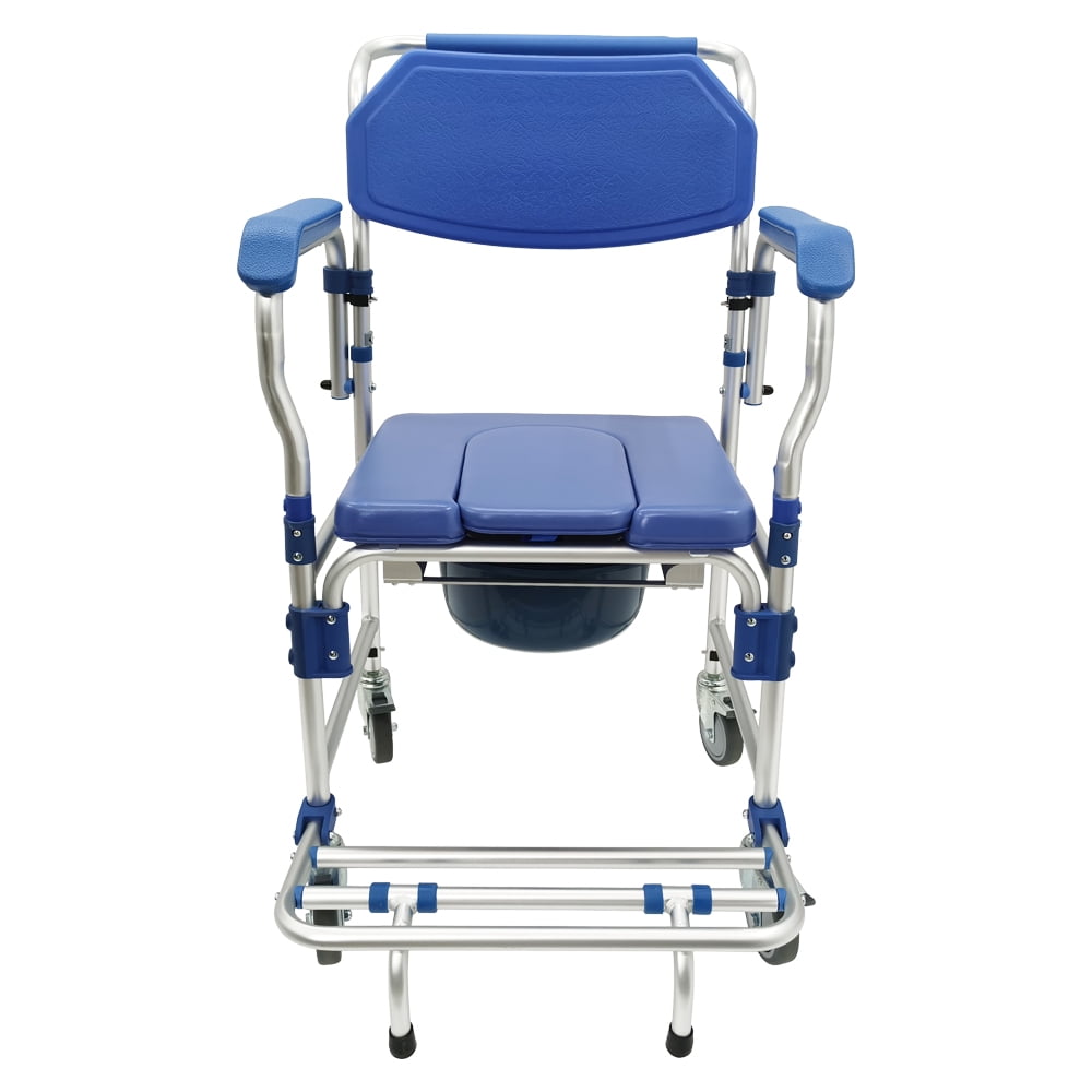 Techtongda Commode Wheelchair Toilet Shower Seat Bathroom Rolling Caster Bedside Chair Toilet Chair with Removable Armrests