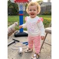 thumbnail image 5 of RUINIXCW Toddler Girl Fall Outfits Cute Letter Embroidery Long Sleeve Tops and Pants, 5 of 8