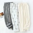 thumbnail image 3 of Women Plush Fuzzy Pajama Pants Flannel Fleece Winter Warm Lounge Sleepwear Nightwear with Pockets, 3 of 7