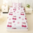 thumbnail image 3 of Erosebridal Cartoon Ribbon Bow Tie Cherry Twin Sheet Sets 3pcs for Kids Girls,Teens Vintage Floral Love Heart Bedding,Lightweight Room Decor, 3 of 5