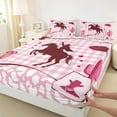 thumbnail image 3 of Feelyou Western Cowgirl Twin Sheet Sets, Pink Buffalo Plaid Bedding, 3 Pieces, 3 of 7