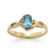 14kt Gold Oval Blue Topaz Ring