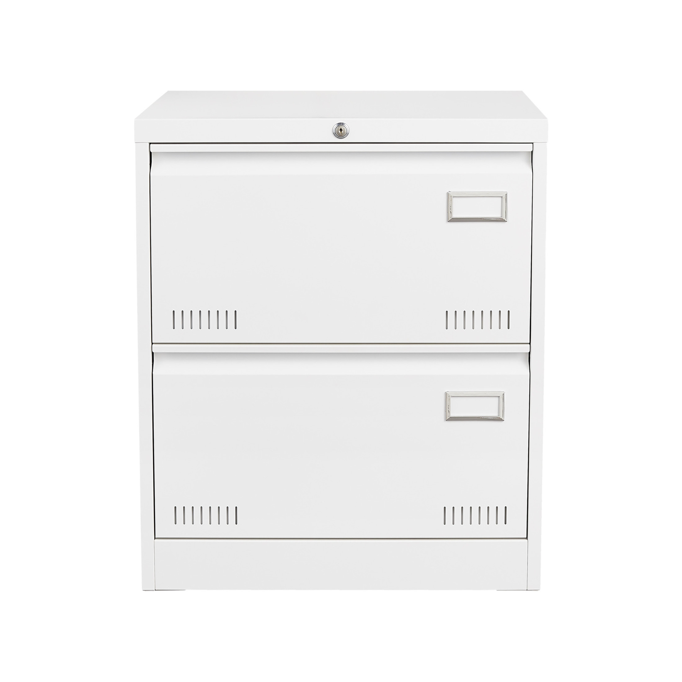 Noble House 2 Drawer Lateral File Cabinet with Lock, Metal Office Storage for Legal/Letter/A4, White