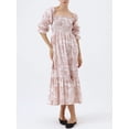thumbnail image 3 of Women's Autumn Long Beach Dress Long Sleeve Off Shoulder Solid Color/Floral Dress, 3 of 10