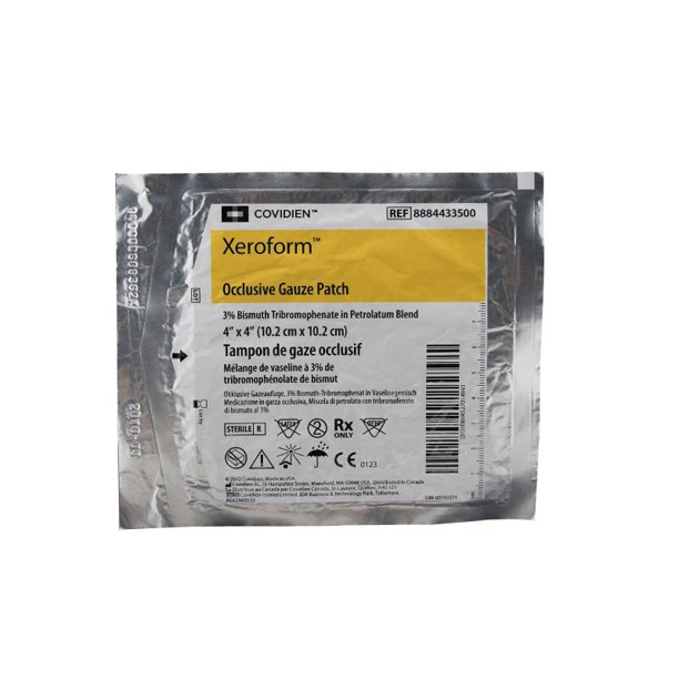 Xeroform Petrolatum Impregnated Dressing 4 X 4 Inch Gauze Bismuth