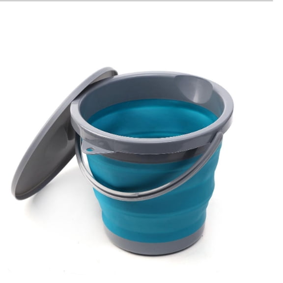 5L Collapsible Bucket with Portable Folding Cover Fishing Car Wash Bucket Space Saving Bucket Kitchen Outdoor Camping Bucket