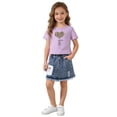 thumbnail image 2 of CHENge Little Girls 2 Piece Outfits, Heart Print T-Shirt and Frayed Denim Skirt Set for Kids Summer Wear, 2 of 5