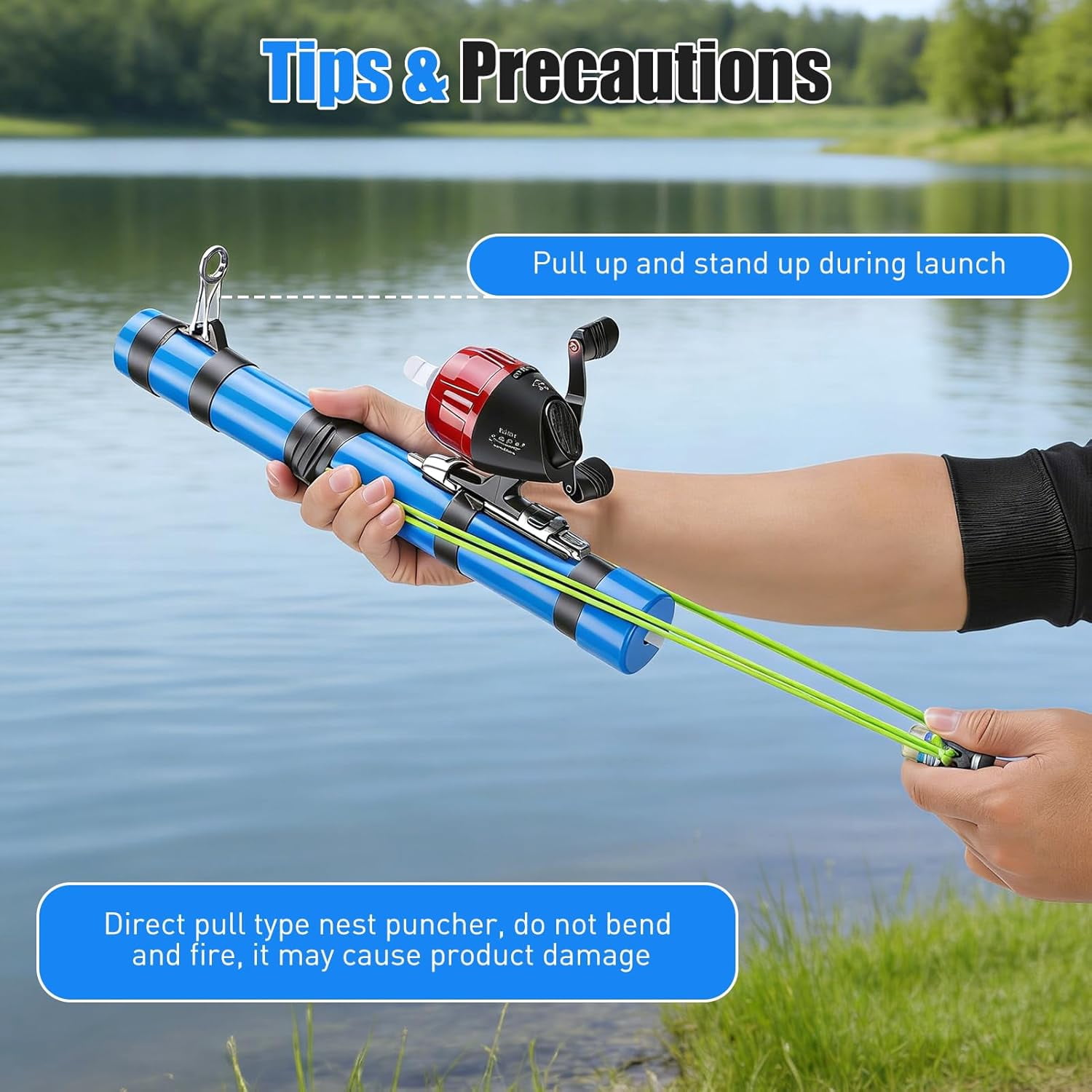 Catapult Fishing Rod, Compact Telescopic Slingshot Pole with Ergonomic Handle, Portable Survival Gear for Saltwater & Freshwater