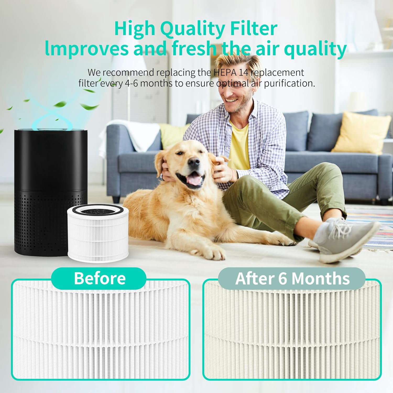 Ture HEPA Replacement Filter Compatible with Puroair 240 Air Purifier, 3-in-1 True HEPA Filter Replacement, Grade True HP-14 with Activated Carbon Filter, 2 Pack