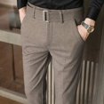 thumbnail image 2 of Pantalones de traje masculino de corte recto y ajustado con trenzas, pantalones de verano para hombre, ropa de negocios elástica y elástica, promoción, 2 of 5