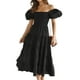 thumbnail image 1 of Vestido Maxi Informal Vestido maxi casual de manga hinchada Una línea de mujeres sin respaldo Traje diario (Negro M) Ygjytge para Mujer Negro T M, 1 of 7