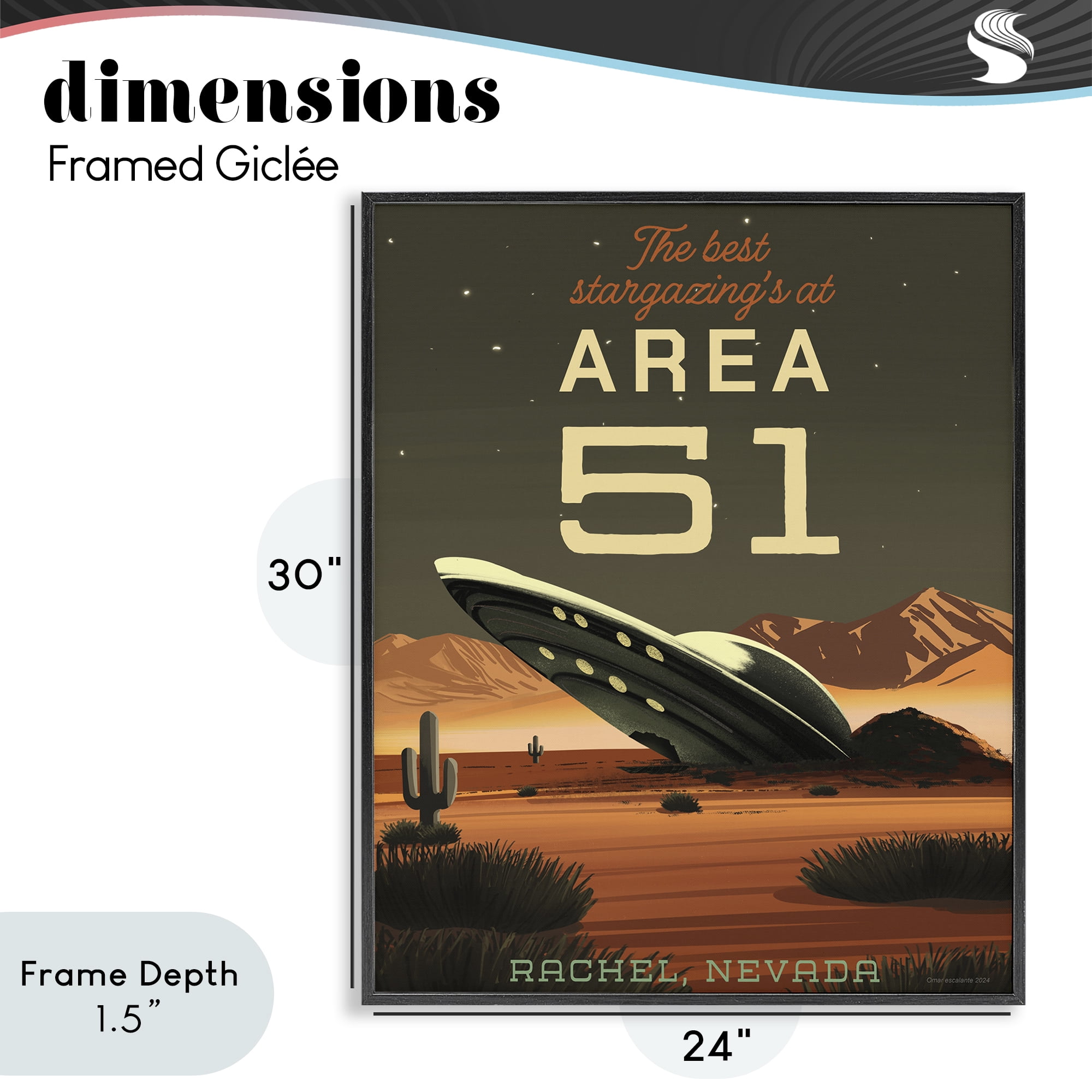 Stupell Industries Stargazing Area 51 Black Framed Giclee Art, design by Omar Escalante