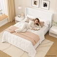 thumbnail image 3 of Frostbloom Queen Size Boucle Upholstered Platform Bed Frame with Wingback Headboard, White, 3 of 11