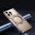 thumbnail image 5 of TECH CIRCLE for iPhone 17 Pro Minimalist Metal Frameless Case Magnetic Wireless Charging Cover Heat Dissipation 360° Rotation Stand Military-Grade Shockproof Compatible with MagSafe,Gold, 5 of 7