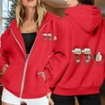 thumbnail image 2 of WILLBEST Sudadera Deportiva para Mujer Ladies' Christmas Printed Zipper Long Sleeved Pocket Adjuststring Casual Hooded Sweatshirt 1930 Grande, 2 of 8