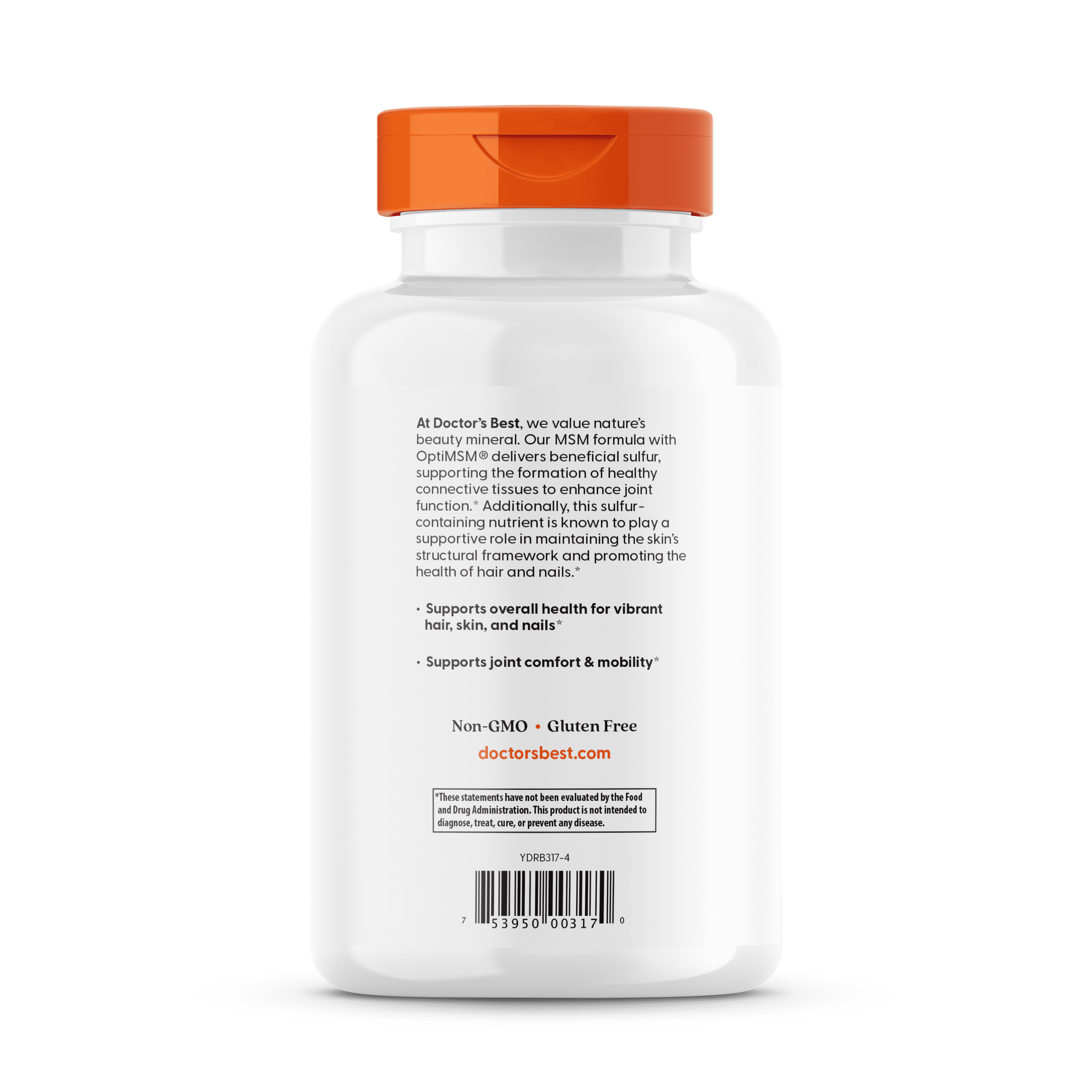 Doctor's Best MSM with OptiMSM, Non-GMO, Gluten Free, Joint Support, 1000 mg, 360 Caps