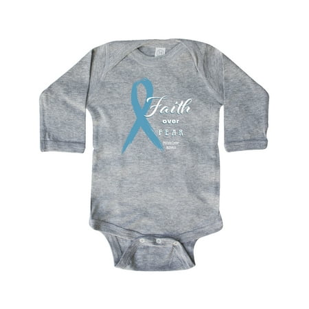 

Inktastic Faith Over Fear Prostate Cancer Awareness Light Blue Ribbon Gift Baby Boy or Baby Girl Long Sleeve Bodysuit