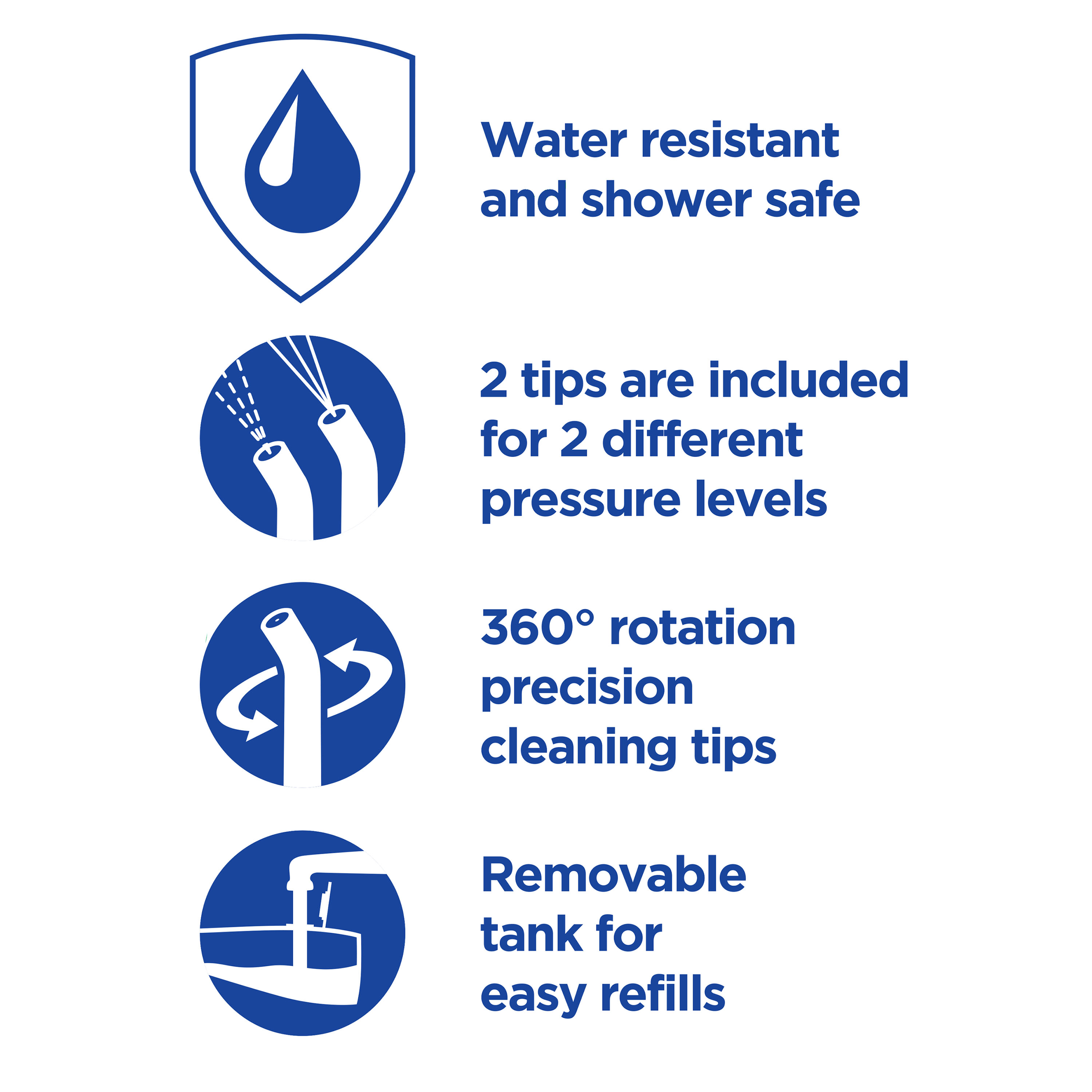 Equate HydroClean Irrigador Dental Inalámbrico con Tanque Extraíble y 2 Puntas de Limpieza a Presión, Blanco 5