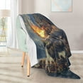 thumbnail image 5 of Qxltty Flaming Giant Werewolf Pattern Soft Cozy Fluffy Blankets for Couch Sofa Chair Bed Camping Picnic Travel Lightweight Bed 50×60inch, 5 of 7