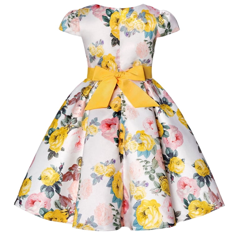 CAICJ98 Girls Dress Sloping Shoulder Bridesmaid Wedding Princess Dresses  for Toddler Girls Bow Birthday Ball Party Show Evening Lavender Dress Yellow,2-3  Years - Walmart.com