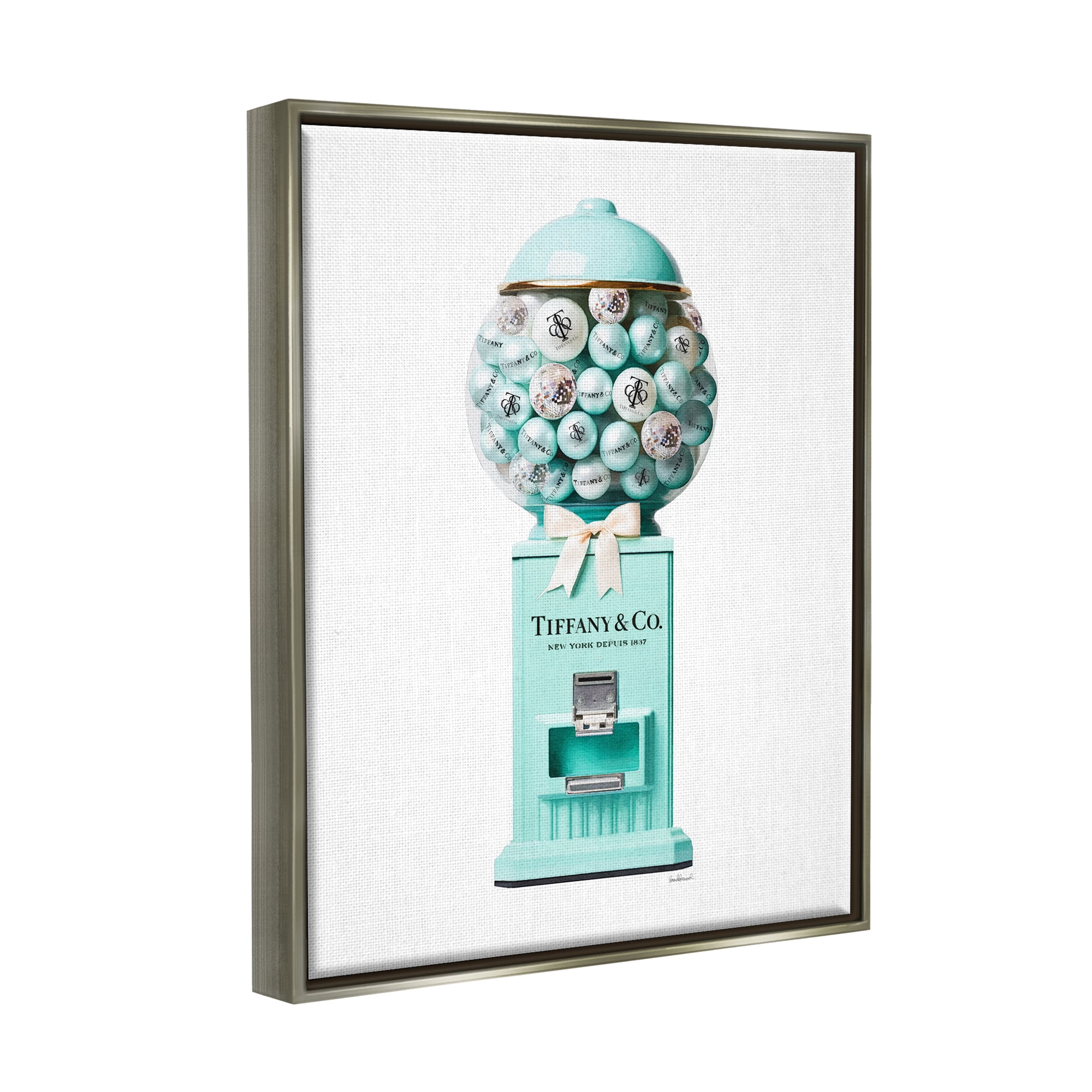 Stupell Industries Turquoise Fashion Candy Beauty & Fashion Painting Gray Floater Framed Canvas Art Print Wall Art, 25 x 31