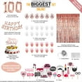 thumbnail image 2 of 100 Birthday Decoration Rose Gold, 100 Party Supplies Decoration, 100th Sash, 100 Cake Topper, 100th Photo Props, confetti Balloons, Curtain, 2 of 4