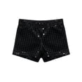 thumbnail image 2 of OOOUM Kids Sequin Shorts High Waist Sparkly Glitter Straight Leg Pants Shorts Children Party Bottoms Black 5-6 Years, 2 of 3