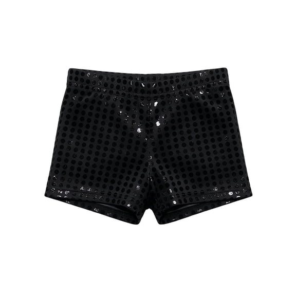 Tfken Kids Toddler Jean Shorts For Girls Summer Sequins Elastic Waist Polka Dot Print Shorts Fashion For Party Performance Classic Denim Shorts Black
