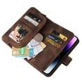 thumbnail image 6 of ELEHOLD for iPhone 14 Pro Max 6.7 inch Flip Leather Wallet Case with Card Holders Kickstand Magnetic Clasp Lanyard Shoulder Strap Shockproof Protective Case,Brown, 6 of 8