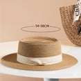 thumbnail image 4 of French flat topped straw hat, women's big head circumference, beach top hat, woven sun protection hat, summer, 4 of 9