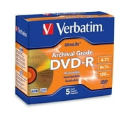 Verbatim 96320 UltraLife 4.7GB 8X Archival Grade DVD-R (5pk, Jewel Case)