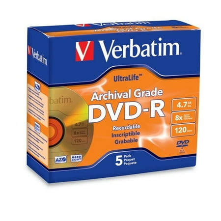 UPC: 0023942963202 | Verbatim 96320 UltraLife 4.7GB 8X Archival Grade DVD-R (5pk Jewel Case)