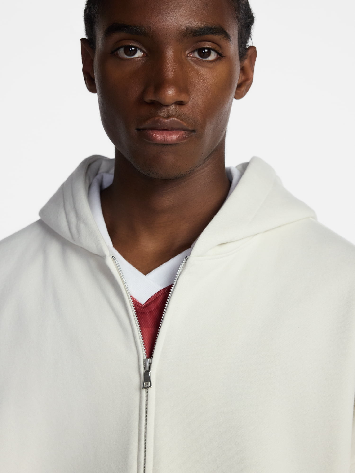 No Boundaries Boxy Oversized Fit Fleece Zip Hoodie Sweatshirt with Long Sleeves, Men's XS-4XLT