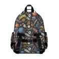 thumbnail image 3 of Football and Basketball Black Pattern Cute School Backpack Bag for School with Padded Back and Adjustable Shoulder Straps 15.25"x11.5"x5.25", 3 of 5