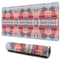 Long Mouse Pads for Desk,Colorful Geometric Striped Pattern (9) Desk Mats on Top Of Desks, Desk Mouse Pad Extra Large with 3mm Non-Slip Base and Stitched Edge for Gaming,Office,Work,Home 31.5"x15.7"