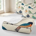 thumbnail image 4 of Erosebridal Elegant Bird Animals Quilt King,Vintage Branch King Coverlet Set,Cream Teal,3pcs,1 Bedspread and 2 Pillowcases, 4 of 7