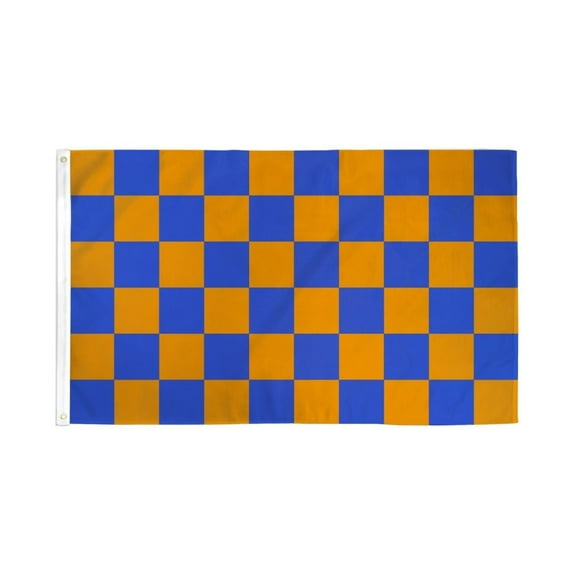 Blue & Orange Checkered Flag 3x5ft Poly