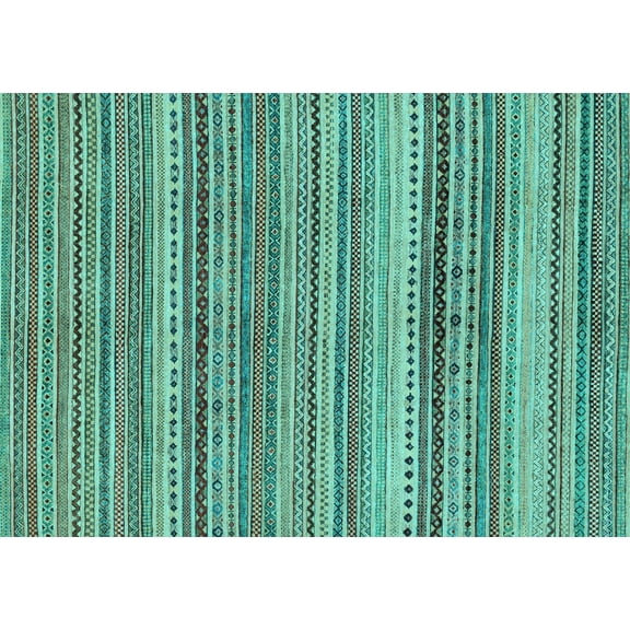 Ahgly Company Indoor Rectangle Abstract Light Blue Modern Area Rugs, 5' x 7'