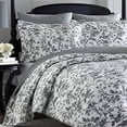 thumbnail image 2 of Laura Ashley Home Amberley Collection Quilt Set 100% Cotton, Breathable & Lightweight, Reversible Bedding, Pre-Washed for Added Softness, King, Black/White, 2 of 10