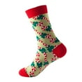 thumbnail image 2 of Arlun 1 Pair Fun Crazy Christmas Mid-Calf Socks for Women 2025 Fall Winter Novelty Colorful Festival Xmas Trees Printed Medium Tube Socks Gifts for Happy Xmas Beige One Size, 2 of 4