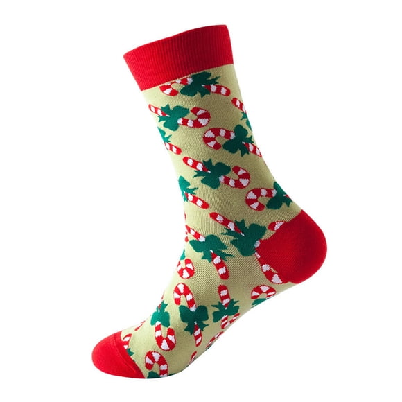Chaussettes de Noël pour Femmes Chaussettes Imprimées Cadeaux Coton Longues Chaussettes Amusantes pour Femmes Chaussettes Fantaisie Funky Mignonnes Chaussettes de Noël Chaussettes Mi-Mollet