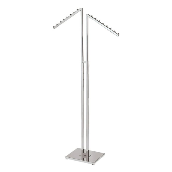 SSWBasics Chrome 2-Way Clothing Display Rack - Sleek Retail Clothing Rack with Slant Arms