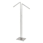 SSWBasics Chrome 2-Way Clothing Display Rack - Sleek Retail Clothing Rack with Slant Arms