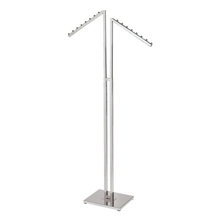 SSWBasics Chrome 2-Way Clothing Display Rack - Sleek Retail Clothing Rack with Slant Arms