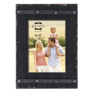 4x6 Cooper Distressed Black Wood Plank Frame w/Faux Metal Band