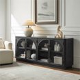 thumbnail image 3 of Modern Contemporary Wood 80" Console with glass doors Fully Assembled Black, 3 of 9