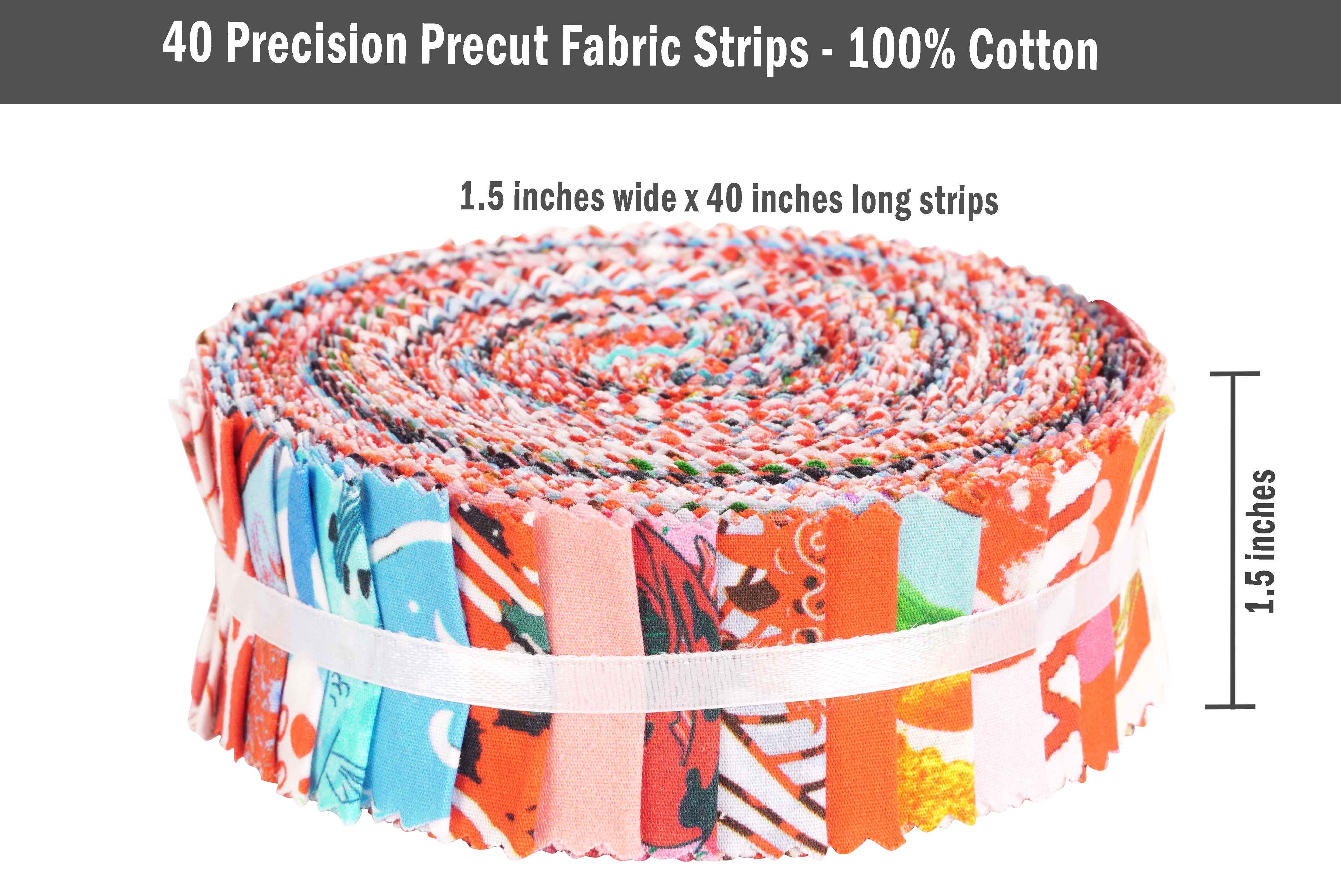 Soimoi 40Pcs Japanese Print Precut Fabrics Strips Roll Up 1.5 inches Cotton Jelly Rolls For Quilting - Red & Blue