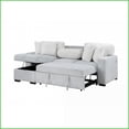 thumbnail image 4 of Light Grey/White Reversible Pull-Out Sofa Bed | Square Arms | Fabric Upholstery | Cushion Back - Transitional Style Living Room Sofa, 4 of 12